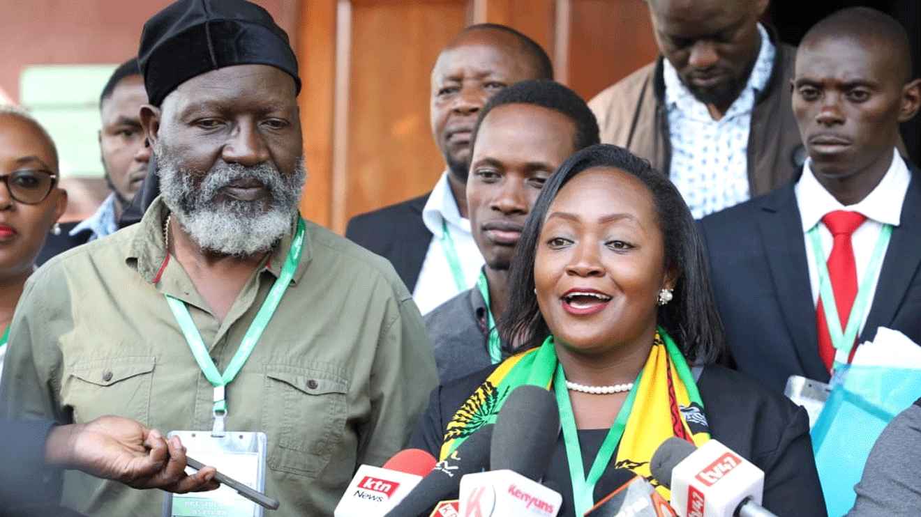 Roots Party presidential candidate Prof George Wajackoyah and his running mate Justina Wamae.